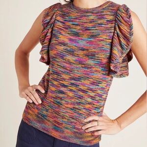 By Anthropologie | Ruby Flutter Sleeve Sweater Tank Size Medium